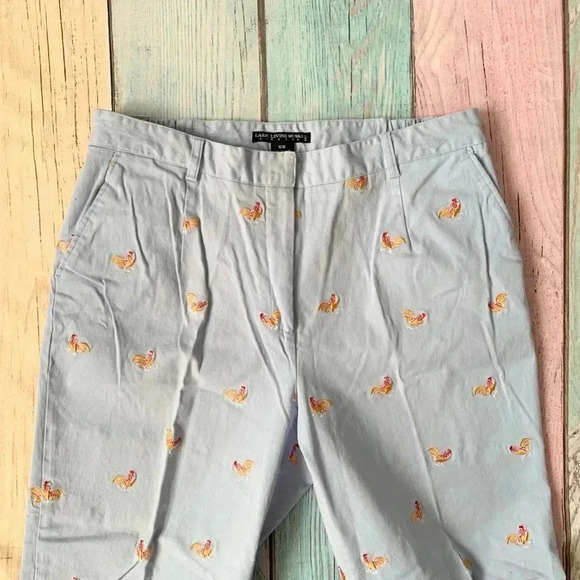 Larry Levine cropped pants with embroidered roosters - Picture 3 of 10